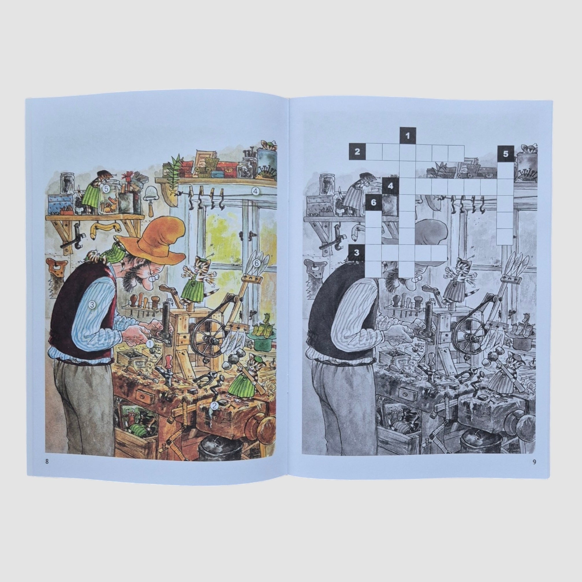 Petson and Findus solve a crossword puzzle