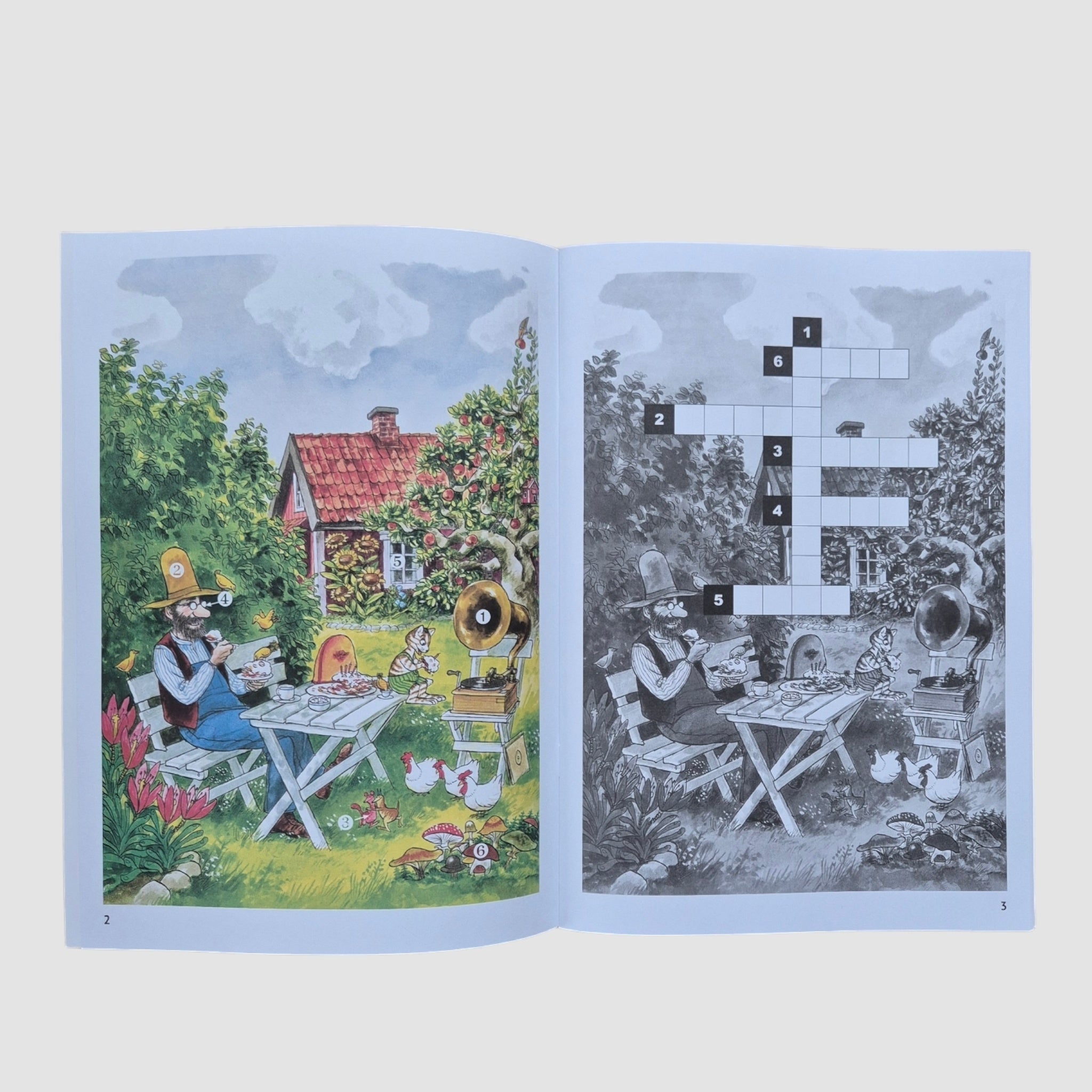 Petson and Findus solve a crossword puzzle