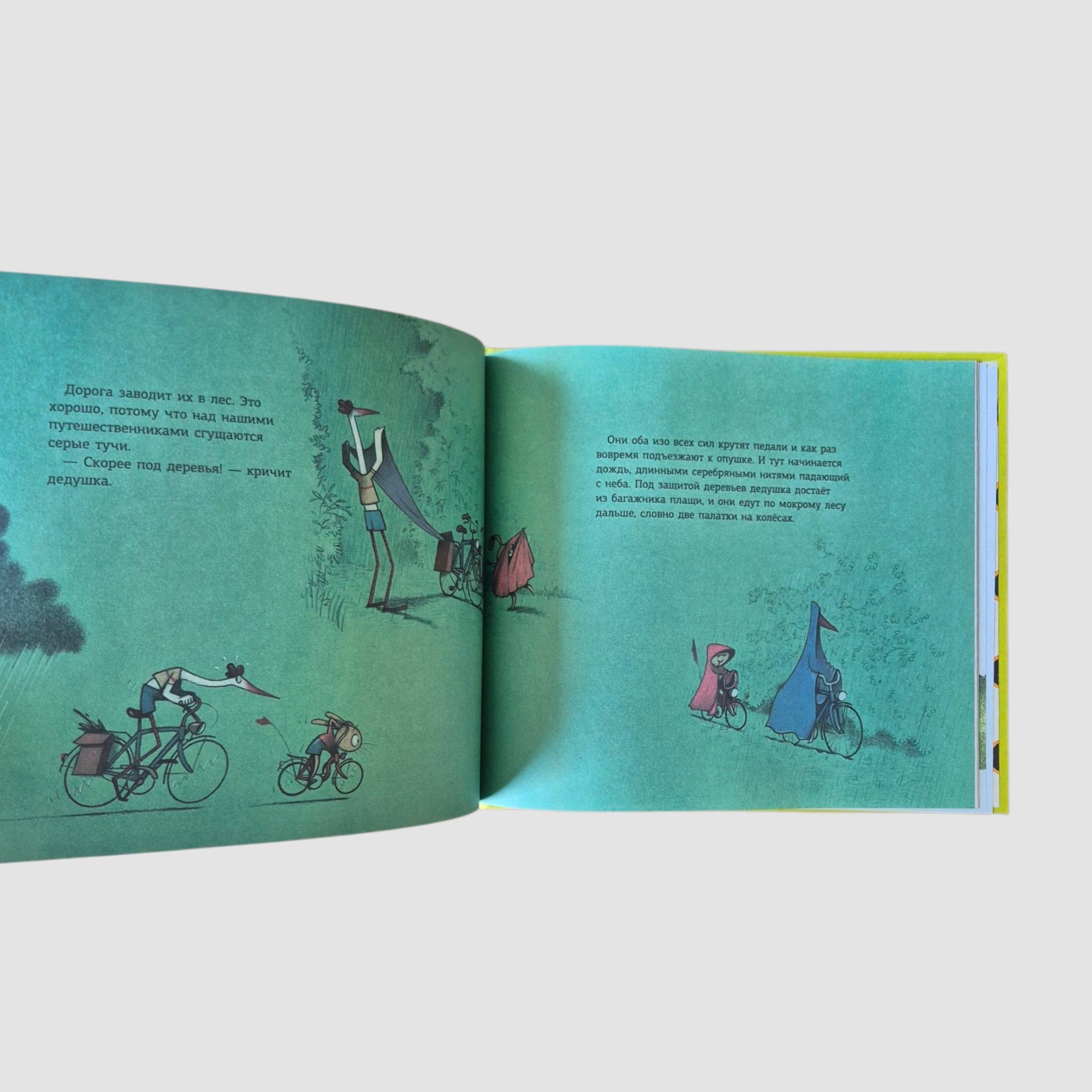 Petya and grandpa are riding a bike